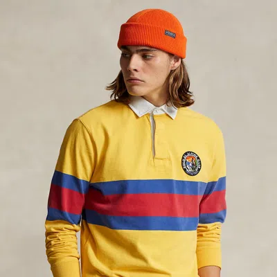 Polo Ralph Lauren Classic Fit Striped Jersey Rugby Shirt In Yellow