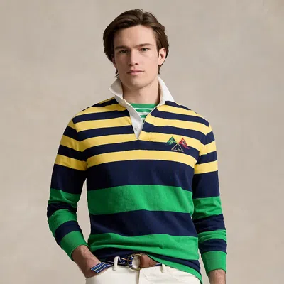 Polo Ralph Lauren Classic Fit Striped Jersey Rugby Shirt In Yellow