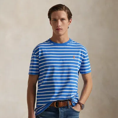 Polo Ralph Lauren Classic Fit Striped Jersey T-shirt In Embayment Blue/white