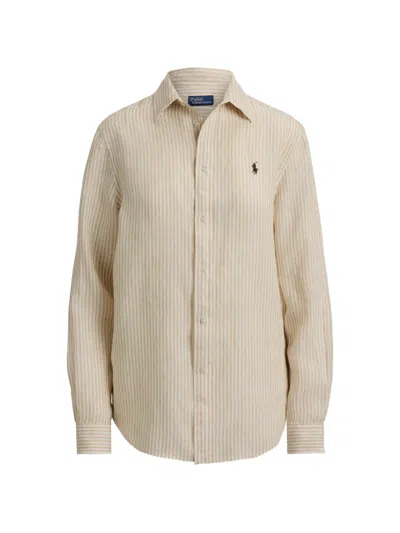 Polo Ralph Lauren Classic Fit Striped Linen Shirt In Neutral
