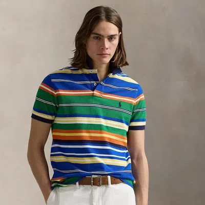 Polo Ralph Lauren Classic Fit Striped Mesh Polo Shirt In Cruise Green Multi