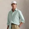 Polo Ralph Lauren Classic Fit Striped Oxford Shirt In Summer Emerald/whit