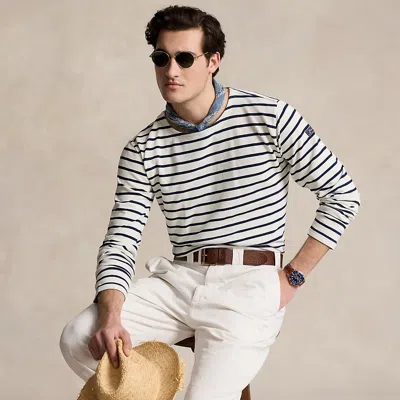 Polo Ralph Lauren Classic Fit Striped Slub Jersey Shirt In Grey
