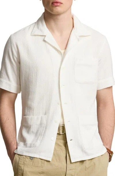 Polo Ralph Lauren Classic Fit Textured Camp Shirt In White