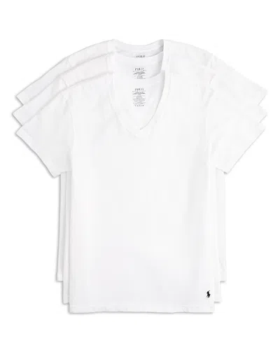 Polo Ralph Lauren Classic Fit V-neck Undershirt, Pack Of 3 In White