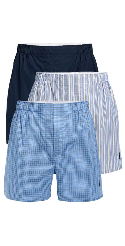 Polo Ralph Lauren Classic Fit Woven Boxer 3 Pack Riministripe/mullerplaid/navy In Blue