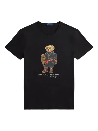 Polo Ralph Lauren Slim-fit Crew Neck T-shirt With Graphic Bear Print In Black