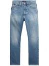 Polo Ralph Lauren Classic High-waisted Jeans With Frayed Hem And Flattering Fit In Blue