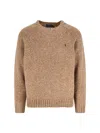 Polo Ralph Lauren Donegal Knit Crewneck Sweater With Textured Pattern In Brown