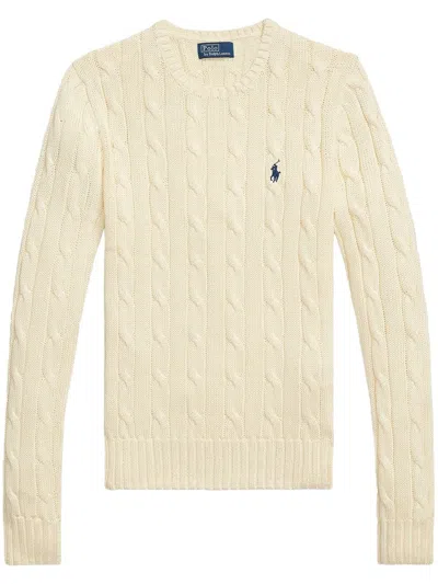 Polo Ralph Lauren Classic Knit Sweater In 100% Wool In Neutral