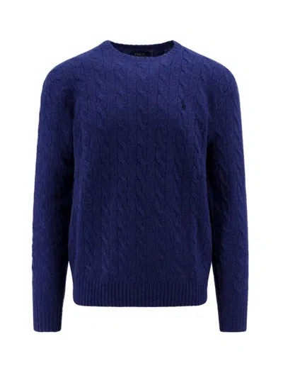 Polo Ralph Lauren Classic Knit Sweater With Ribbed Cuffs And Hem In Blue