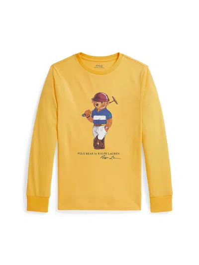 Polo Ralph Lauren Classic Knit T-shirt For Kids In Yellow