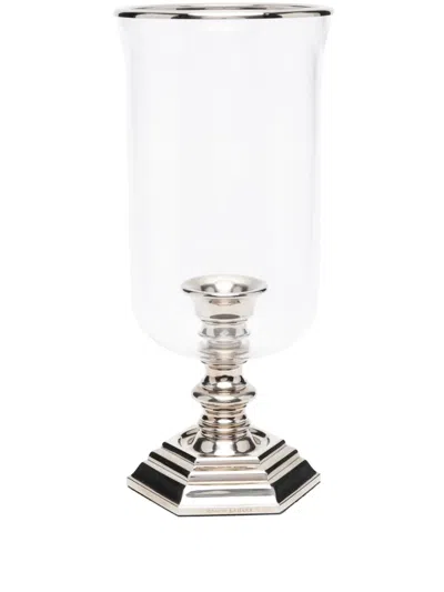 Polo Ralph Lauren Classic Large Hurricane Candle Holder In Silver