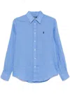Polo Ralph Lauren Womens Cotton Collared Button-down Top In Blue