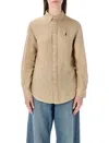 Polo Ralph Lauren Classic Linen Shirt In Nude