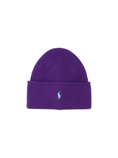 Polo Ralph Lauren Classic Logo Embroidered Beanie In Purple