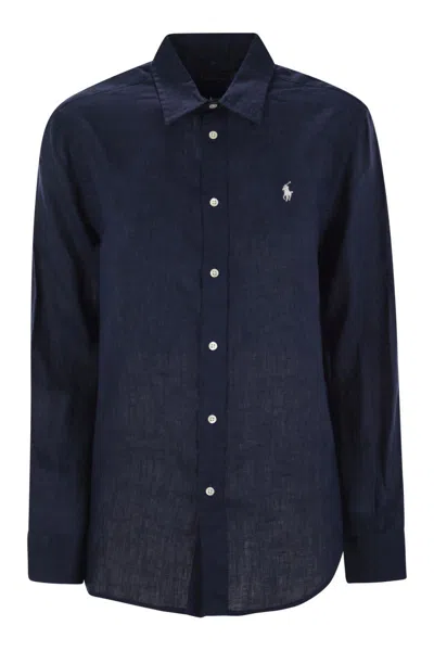 Polo Ralph Lauren Classic Long Sleeve Button Front Shirt In Blue