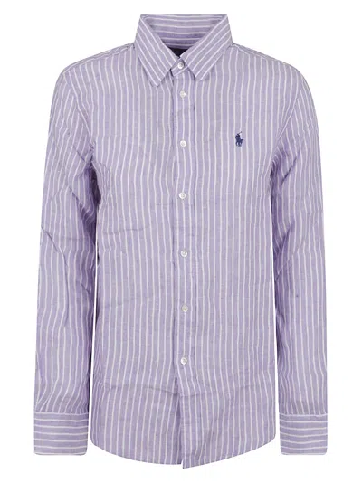 Polo Ralph Lauren Classic-long Sleeve-button Front Shirt In Blue