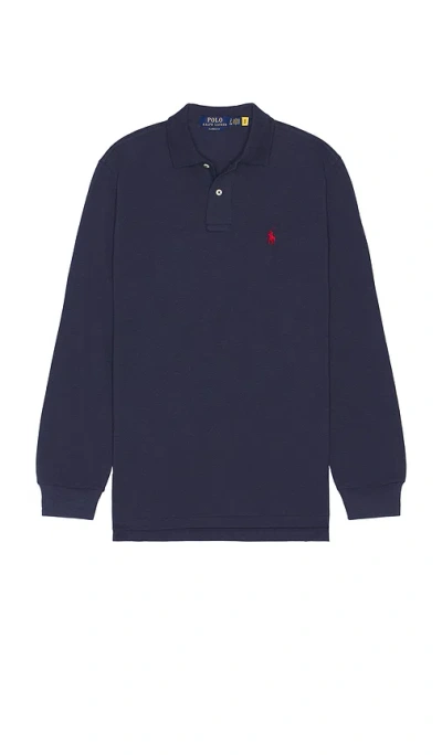 Polo Ralph Lauren Classic Long Sleeve Polo Shirt In Blue