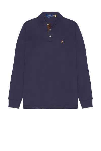 Polo Ralph Lauren Classic Long Sleeve Polo Shirt In Refined Navy