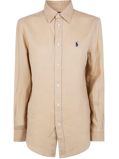 Polo Ralph Lauren Classic Long Sleeves Shirt In Brown
