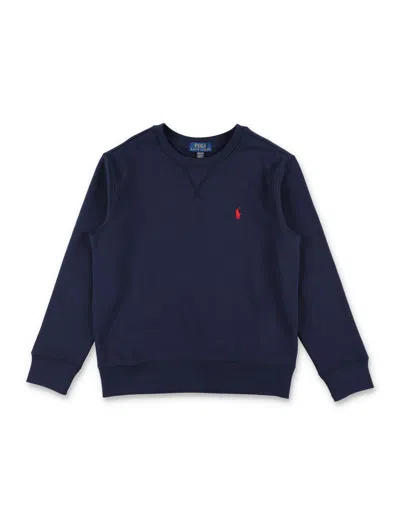 Polo Ralph Lauren Classic Mini Crewneck Sweatshirt For Boys In Blu