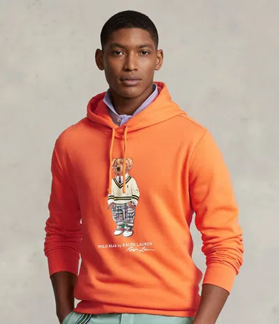 Pre-owned Polo Ralph Lauren Classic Orange Hamptons Bear Fleece Hoodie Sweatshirt