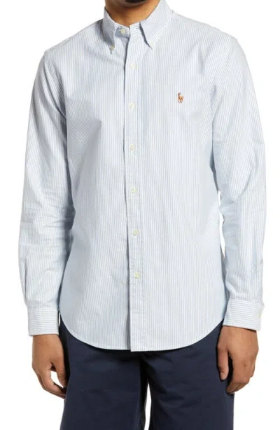 Polo Ralph Lauren Classic Oxford Cotton Button-down Shirt In Blue/white Stripe