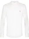 Polo Ralph Lauren Slim Fit White Cotton Shirt With Embroidered Logo
