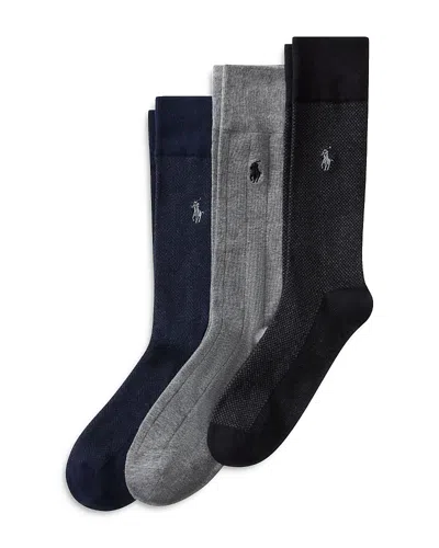 Polo Ralph Lauren Classic Patterns Socks, 3-pack In Gray