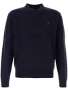 Polo Ralph Lauren Long Sleeves Wool Polo Shirt In Blue