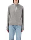 Polo Ralph Lauren Grey Hoodie With Drawstring Hood And Pony Embroidery On The Front In Cotton Blend Woman