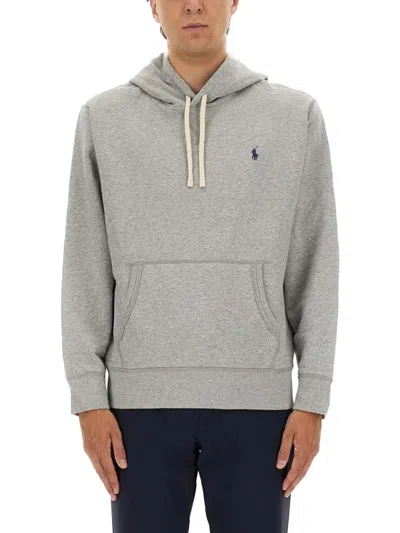 Polo Ralph Lauren Classic Pullover Hoodie With Drawstring In Gray