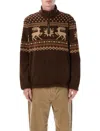 Polo Ralph Lauren Fleece Fair Isle Quarter-zip Sweatshirt In Brown