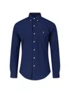 Polo Ralph Lauren Blue Shirt With Button-down Collar And Pony Embroidery On The Front