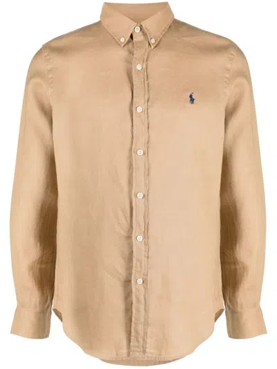 Polo Ralph Lauren Classic Shirt In Brown