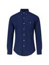 Polo Ralph Lauren Blue Shirt With Button-down Collar And Pony Embroidery On The Front In Blue