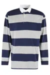 Polo Ralph Lauren Multicolor Polo Shirt With Classic Collar And All-over Striped Motif In Cotton Man In Blue