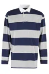 Polo Ralph Lauren Multicolor Polo Shirt With Classic Collar And All-over Striped Motif In Cotton Man In Blue