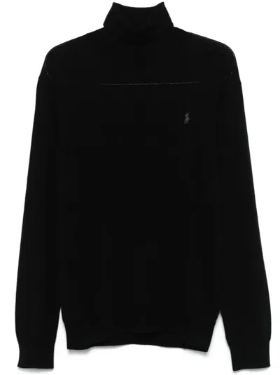 Polo Ralph Lauren Premium Fine Wool Turtleneck Sweater In Black