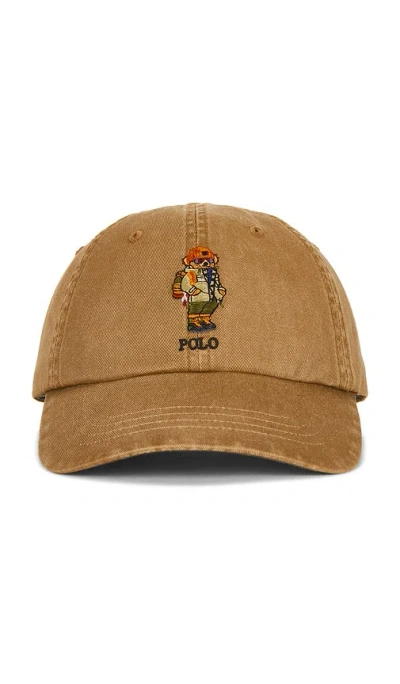 Polo Ralph Lauren Classic Twill Novelty Bear Sport Cap In Beige