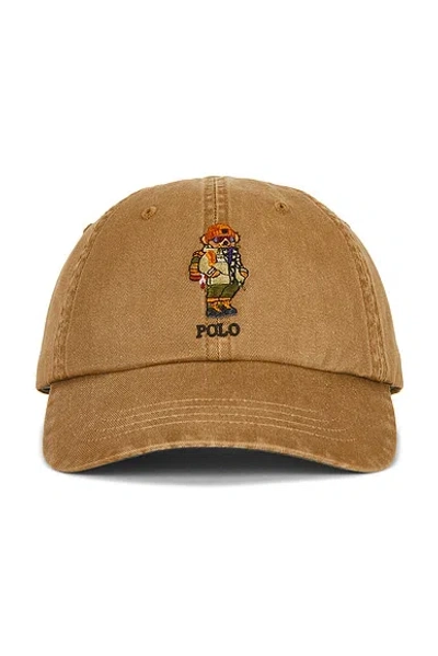 Polo Ralph Lauren Classic Twill Novelty Bear Sport Cap In Desert Khaki