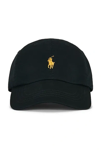 Polo Ralph Lauren Classic Twill Sport Cap In Polo Black With Gold
