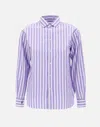 Polo Ralph Lauren Striped Cotton Shirt Woman Shirt Purple Size 8 Cotton In Purple-white