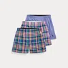 Polo Ralph Lauren Classic Woven Cotton Boxer 3-pack In Pink/blue/green