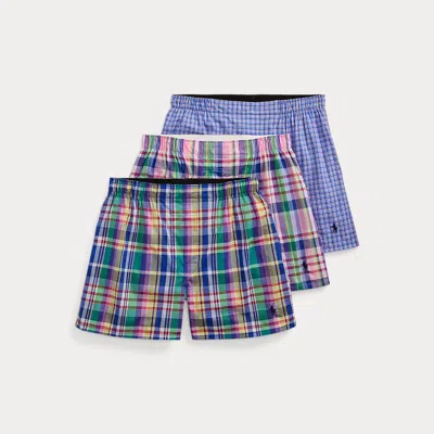 Polo Ralph Lauren Classic Woven Cotton Boxer 3-pack In Pink/blue/green