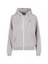 Polo Ralph Lauren Hooded Cotton Sweatshirt Front Pockets In Gray
