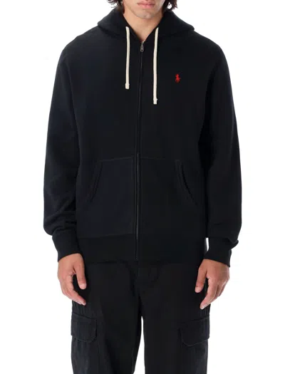 Polo Ralph Lauren Zip Sweatshirt With Front Pockets And Hood In Blue
