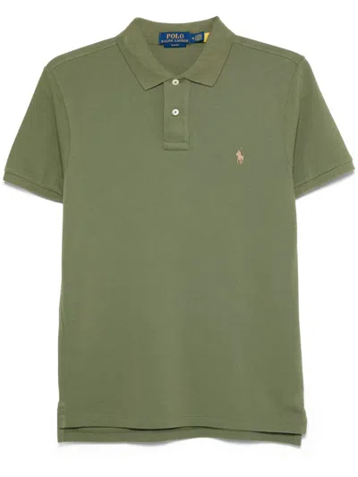 Polo Ralph Lauren Slim Fit Mesh Polo Shirt Man Polo Shirt Military Green Size Xxl Cotton