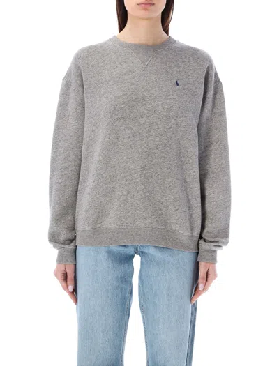 Polo Ralph Lauren Grey Cotton-blend Crewneck Sweatshirt In Gray